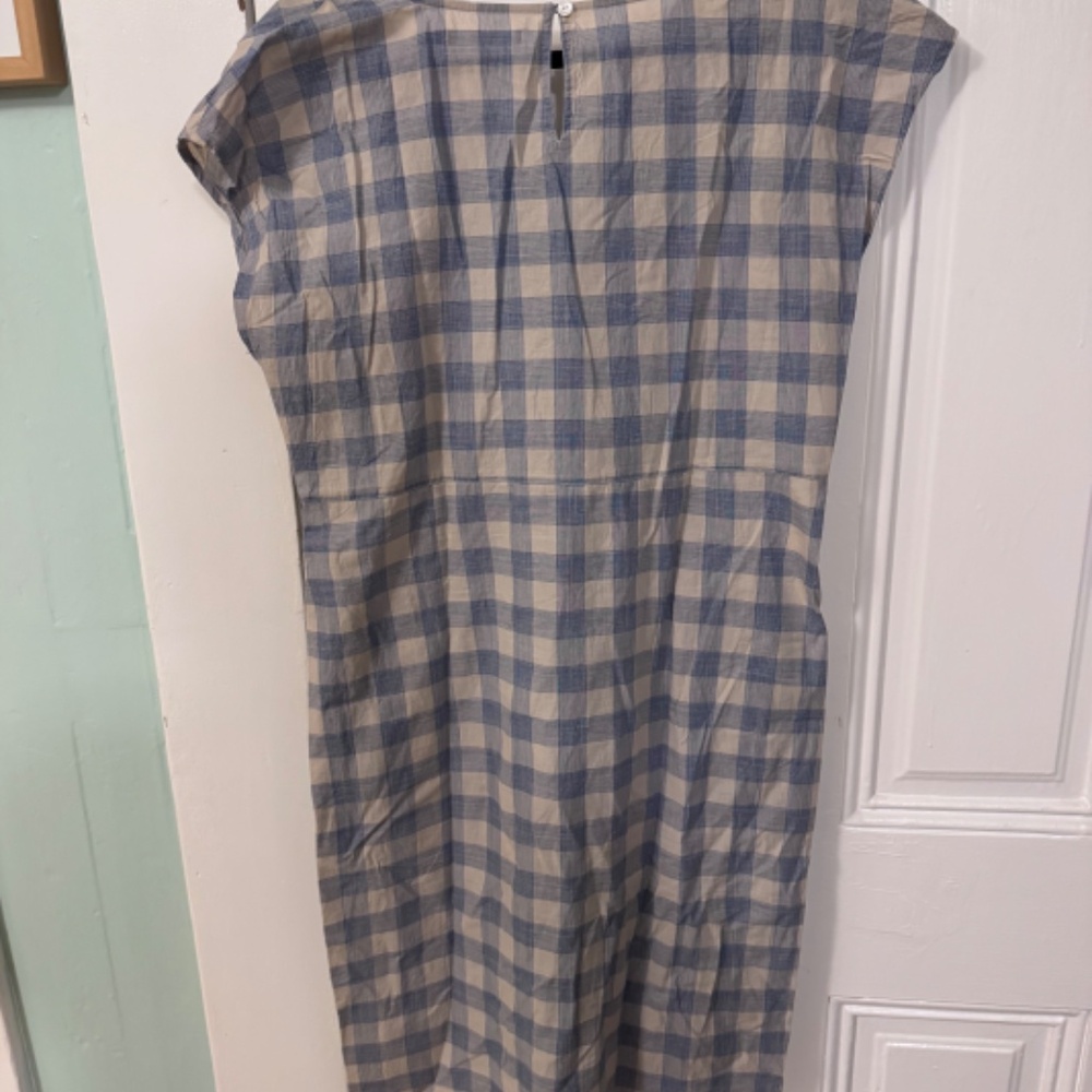 Large Gudrun Sjoden blue & cream gingham dress with embroidery - Picture 4 of 7